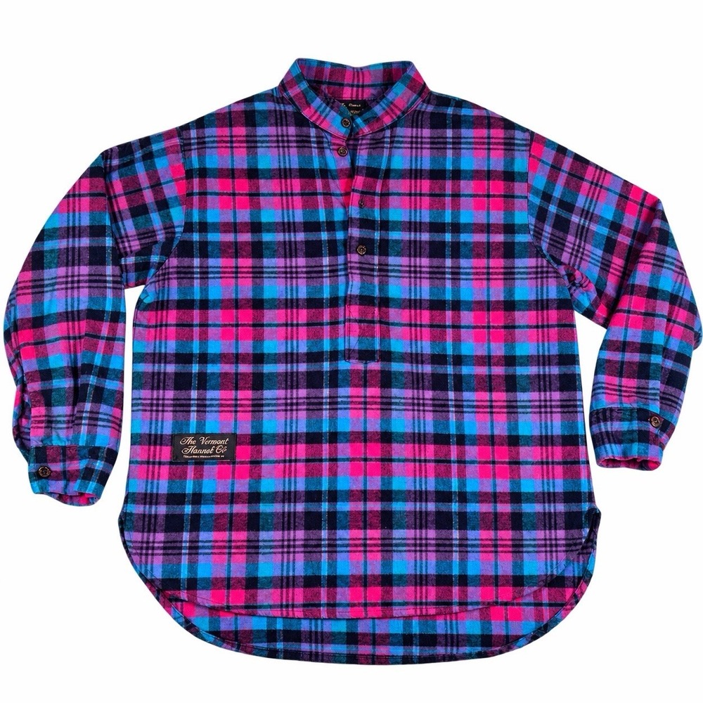 The Vermont Flannel Co Plaid Shirt Tunic USA Made Organic Cotton Womens Xs